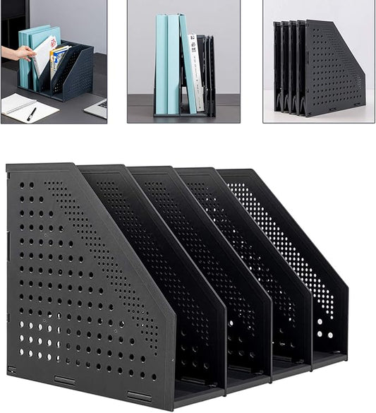 Leven Collapsible Magazine File Holder/Desk Organizer for Office Organization and Storage with 4 Vertical Compartments