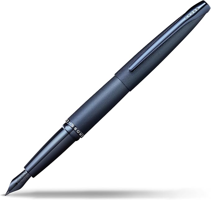 Cross ATX Refillable Fountain Presented in a Luxury Gift Box - Medium Point, Black Ink, Sandblasted Dark Blue