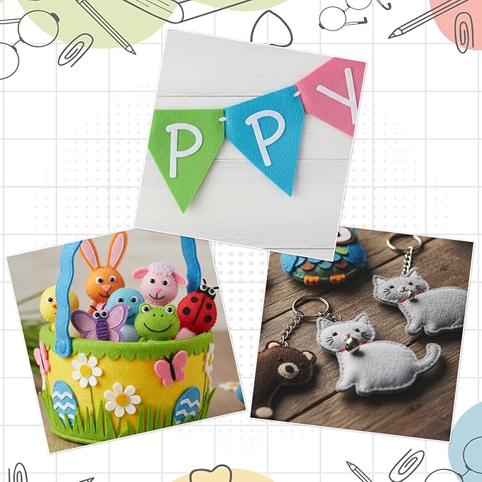 480 Pcs Felt Sheets Bulk, 4 x 4 Inch Square Soft Felt Fabric 1mm Thick Non-Woven Fabric for DIY Crafts, Sewing, Patchwork, Home Decoration, School DIY Projects (20 Colors)