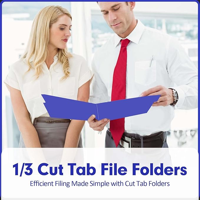 File Folder, PANDRI 120 Pack File Folder, 1/3 Cut Tab, Letter Size, Filing Folder for Office School Business, Royal Blue
