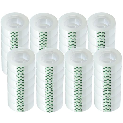 Transparent Tape Refill Rolls for Dispenser, Tear by Hand,48 Rolls x 900 inches