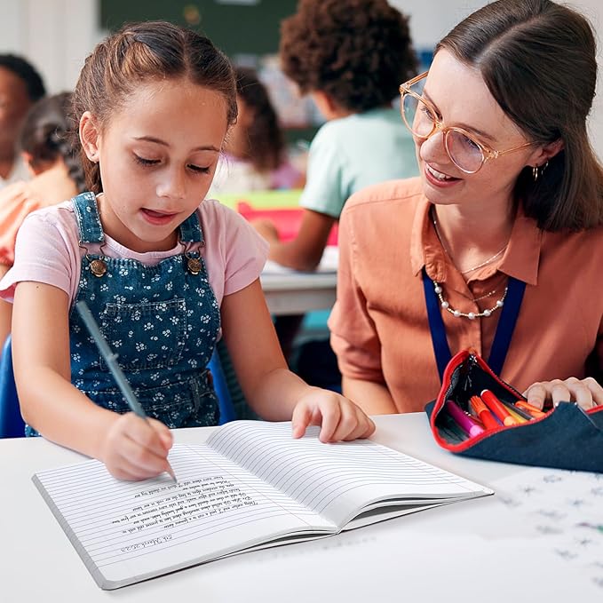 SUNEE Composition Notebooks - Wide Ruled Paper, 4 Pack Composition Book, 9 3/4" x 7 1/2", 80 Sheets/160 Pages, Assorted Morandi Colors, School & Office Supplies