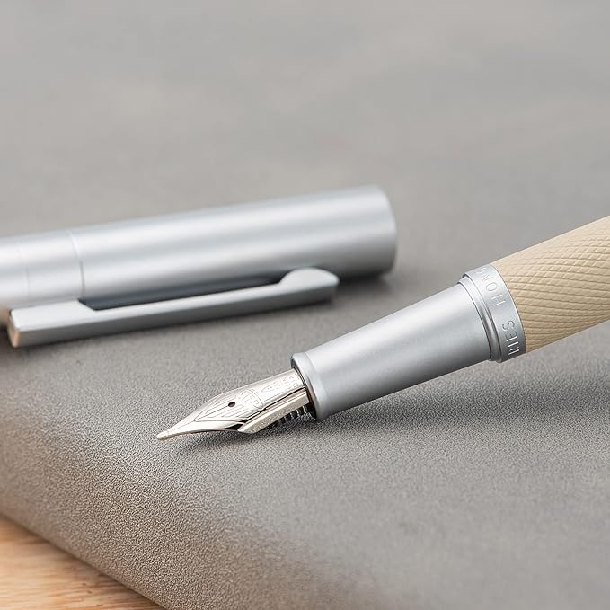 Hongdian White Forest Fountain Pen Blade Nib Classic Design Calligraphy Pen with Converter and Metal Pen Case Set