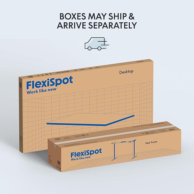 FLEXISPOT EN1 One-Piece Standing Desk 48 x 24 Inches Height Adjustable Electric Desk Sit Stand Desk Home Office Desks (White Frame + Marble Gray Top, 2 Packages)