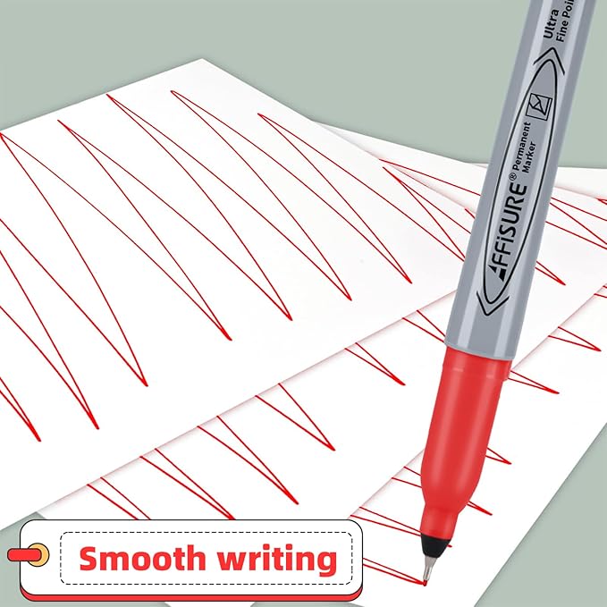 Red Ultra Fine Point Permanent Marker, 20 Pack, 0.4 mm, Precision Fine Tip for Detailed Writing, Art, Crafts & Labeling on Paper, Plastic, Glass, Metal, Waterproof, Fade-Resistant Ink