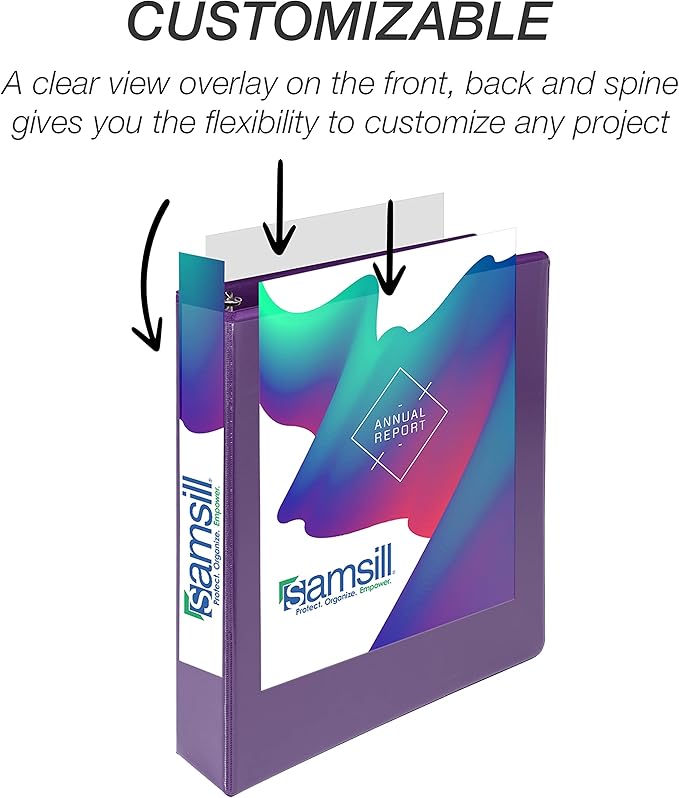 Samsill Durable 1.5 inch 3 Ring Binder, Made in USA, D Ring Binder, FSC 100% Recycled Chipboard, Purple, 4 Pack
