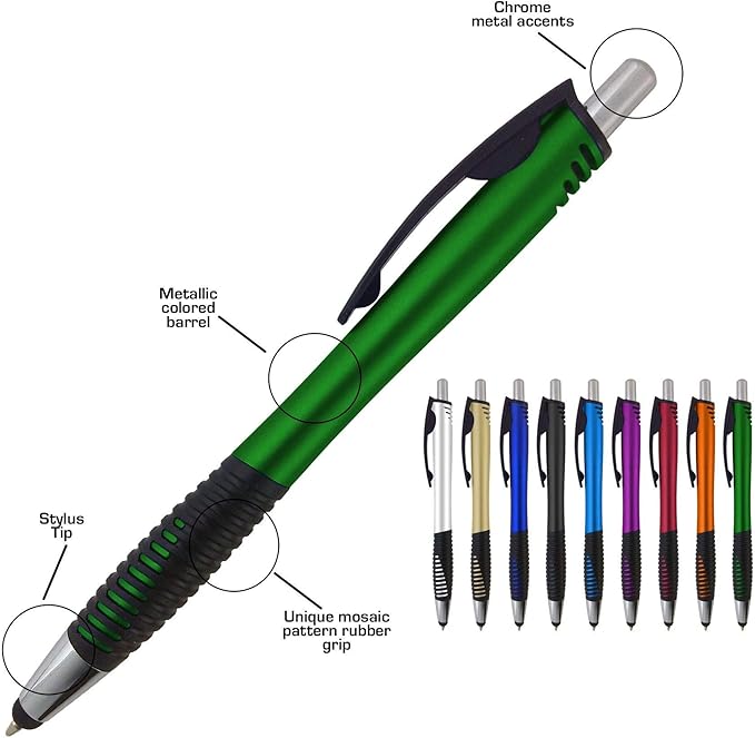 Personalized Pens with Your Custom Logo or Text-250 Pack Bulk-for Businesses, Parties, and Events, 2 in 1 Capacitive Stylus & Ballpoint Pen Compatible with Most Touchscreen Devices, Blue