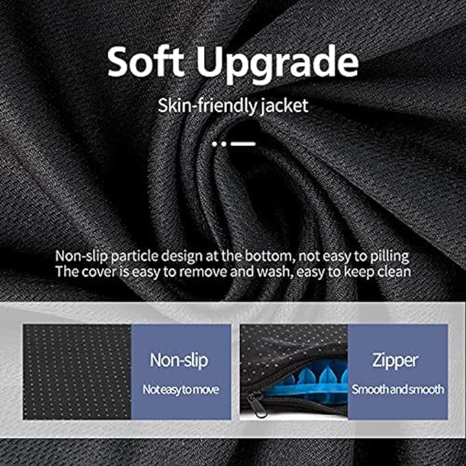 Gel Seat Cushion, 19x19inch Super Large Gel Cushion Pressure Pain Relief Seat Cushion for Long Sitting, Soft Breathable Gel Chair Pads for Home Office Wheelchair Car Seat (Blue)