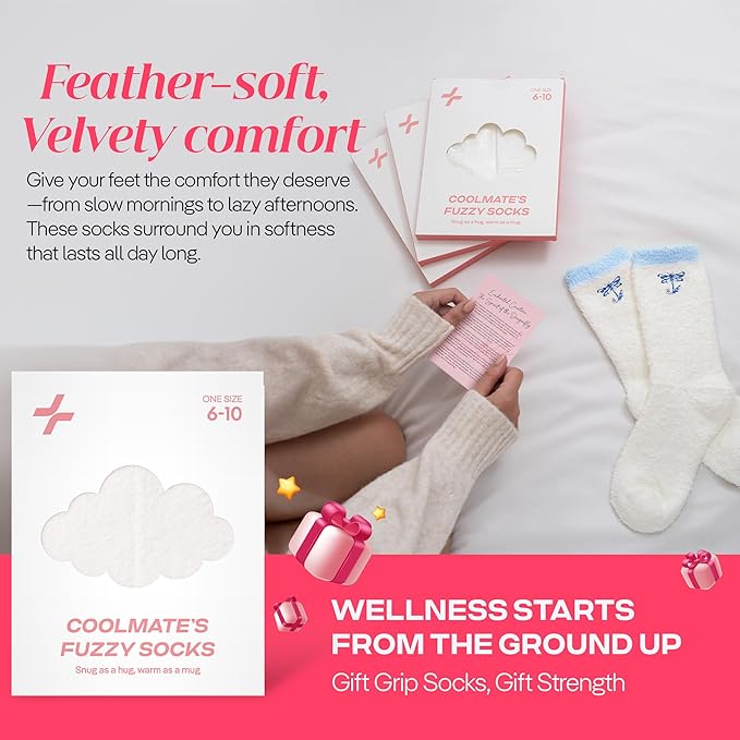 CoolMate GLOBAL Fuzzy Socks for Women Gift Box, Cozy, Soft, Comfy & Cloud-Like Socks, Plush, Durable for Spa, Home