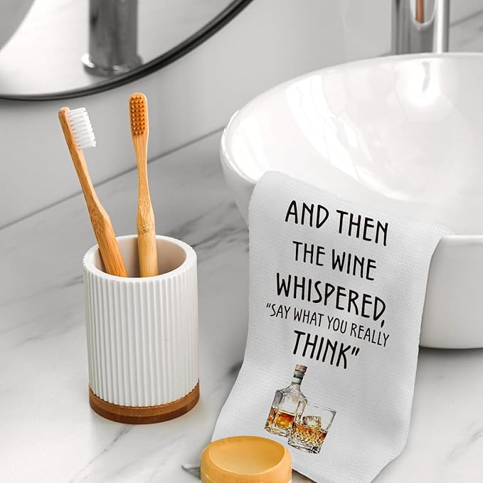 Funny Wine Kitchen Towels, Whiskey Lovers Gifts Hand Towels for Kitchen Decor, Gifts for Wine Lovers Women Men Decorative Dish Tea Towels for Home Bar Pub, 16x24 Inch