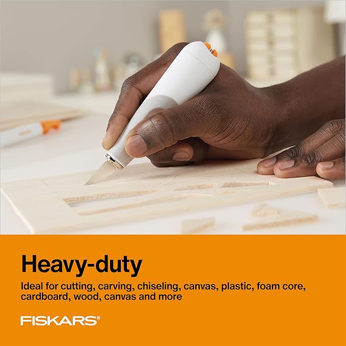 Fiskars Heavy-Duty Easy Change Detail Knife (with #2 Blade) - for Heavy and Thick Materials - Arts and Crafts
