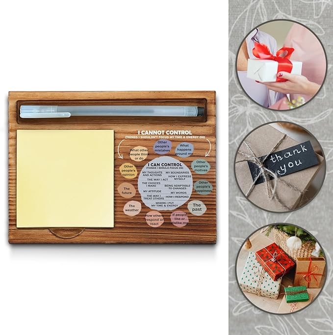 Mental Health Things I Can Control Sticky Note Holder, Mindfulness Therapy Office Gift for Women, Coworker, Friends, Positivity Recovery Self Care Encourage Gift Self-Stick Note Pad Holders WPP29