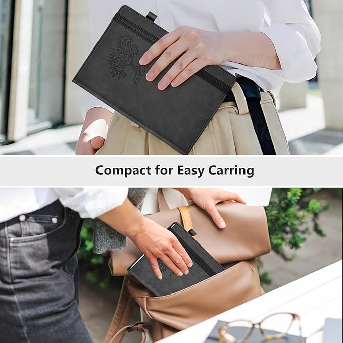 Lined Journal Notebook for Men & Women, 160 Pages College Ruled Journal for Writing, A5 Hardcover Leather Notebooks for Work, School, Business, Travel, Daily Diary 5.9" x 8.5" - Black