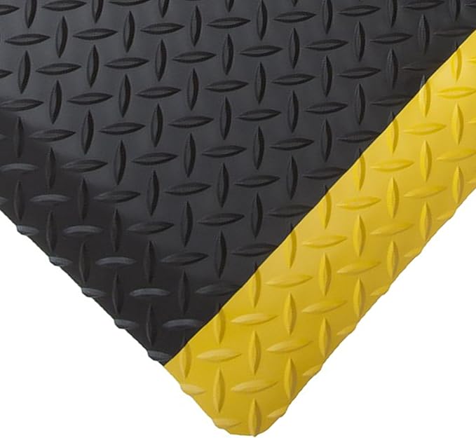 Rhino Mats, American Classic Diamond Anti-Fatigue Mats, Industrial Ergonomic Comfort Standing Mat for Work, Home, Garage, Office, Kitchen or Anywhere (Black/Yellow 9/16" Thick, 4 FT. x 10 FT.)