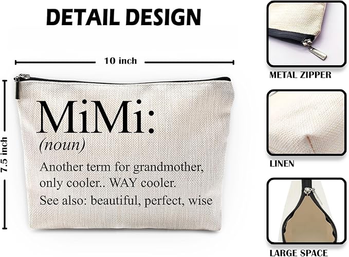 Sufamb Mimi Grandma Gifts - Mother's Day & Birthday Bags, Small Cosmetic Makeup Bag for Purse