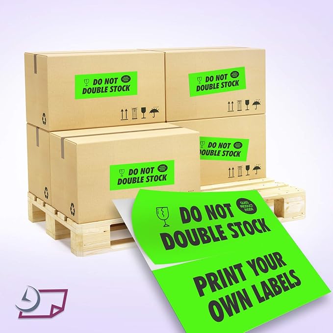 8-1/2 x 11" Neon Color High Light Fluorescent Labels for Laser & Inkjet Printer (Green Fluorescent, 4-1/4" x 11" - 2 Per Page | 50 Labels)