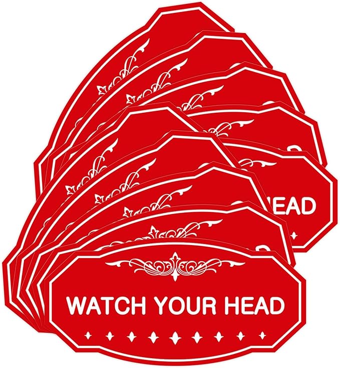 Signs ByLITA Victorian Watch Your Head Sign (Red) - Large 10 Pack