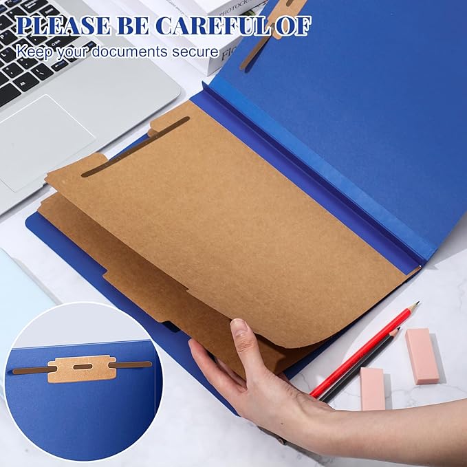48 Pcs Classification Folders Letter Size, 2 Divider Pressboard File Folders with 3. 5 Inch Expansion, 2 Prongs Fastener, Heavy Duty Office File Organizers for Teachers, Medical (Dark Blue)