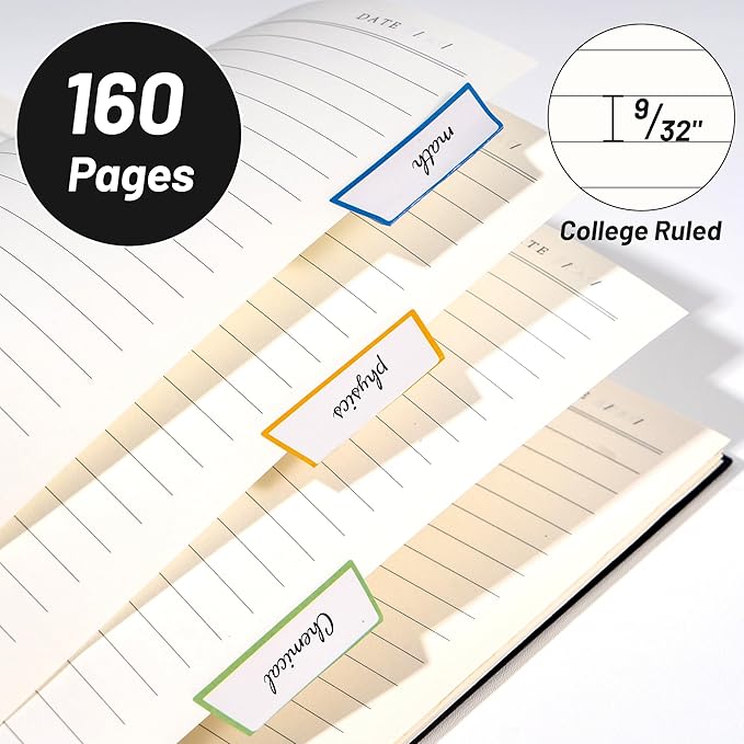 Yoment Lined Spiral Notebook Journal A5 Small Spiral Notebooks 5x7 160 Pages Thick College Ruled Paper Spiral Bound Journal Wire Bound Notebooks for Work Note Taking School, Black