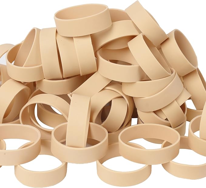 AMUU Rubber Bands Size #82, 60pcs Tactical Rubber Bands Beige Wide Elastic Bands for Office Supply Survival Camping Biking Fishing (2 1/2" x 1/2")
