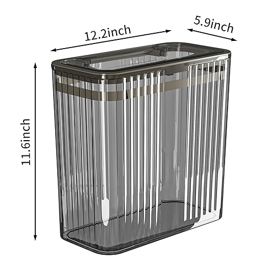 Bathroom Trash Can with Lid, 3.5 Gallon/15 Liter Small Wastebasket with Press Top Lid, Plastic Garbage Can with Pop-Up Lids, Slim Trash Bin Clear Garbage Container Bin for Bathroom, Kitchens