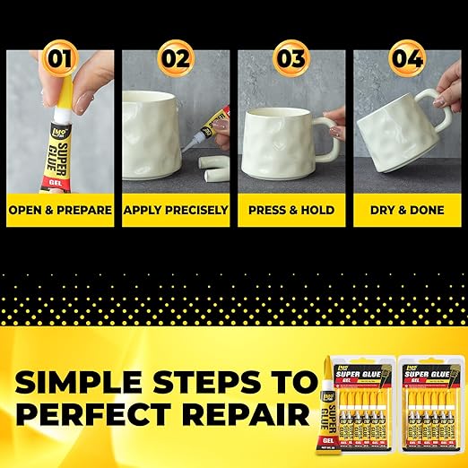 Super Glue Gel Clear, 24×3g All Purpose Strong Bond Single Use Heavy Duty CA Glue, Instant Cyanoacrylate Adhesive Multipack for Plastic Ceramic Glass Jewelry Metal Fletching Wood Porcelain Aquarium