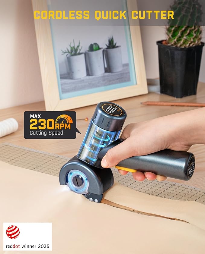 Fanttik C8 Nano Cordless Electric Scissors with LED Display, Rechargeable Cardboard Cutter with 2 Blades, EasySwap Blade Change, LED Light, for Thin Cardboard Carpet Leather - Black