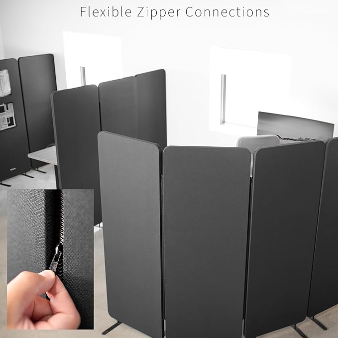 VIVO Freestanding 72 x 66 inch Privacy Panel, Cubicle Divider, Acoustic Wall Partition, x3 24 inch Panels, Dark Gray, PP-3-T072D