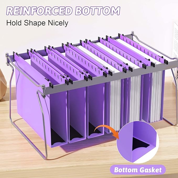 Extra Capacity Plastic Hanging File Folder Letter Size,12 Pack Reinforced Hang Folders with Heavy Duty 2 Inch Expansion,Durable Hanging Organizer Designed for Bulky Files, Medical Charts