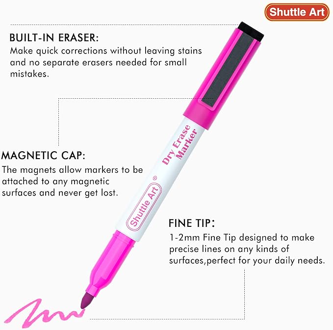 Shuttle Art Dry Erase Markers, 20 Pack 17 Colors Whiteboard Markers,Bundled with 3 Extra Black,Fine Tip Dry Erase Markers for Kids,Perfect for Writing on Dry-Erase Surfaces,School Office Supplies