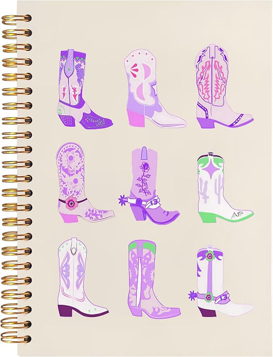 BearCake Purple Cowgirl Boot Notebook, Cowgirl Stuff, Cowgirl Gifts, Western Office Supplies, Western Stuff for Women, Boho Western Notebook Journal 5.5x8.3