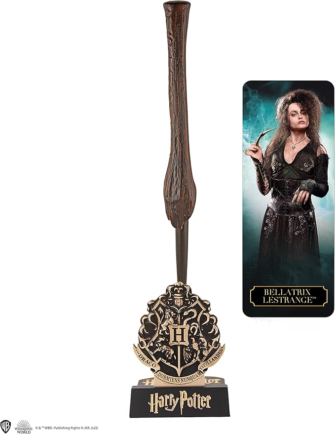 Cinereplicas Harry Potter Magic Wand Pen with Stand & Lenticular Bookmark - Official Licence (Bellatrix Lestrange)