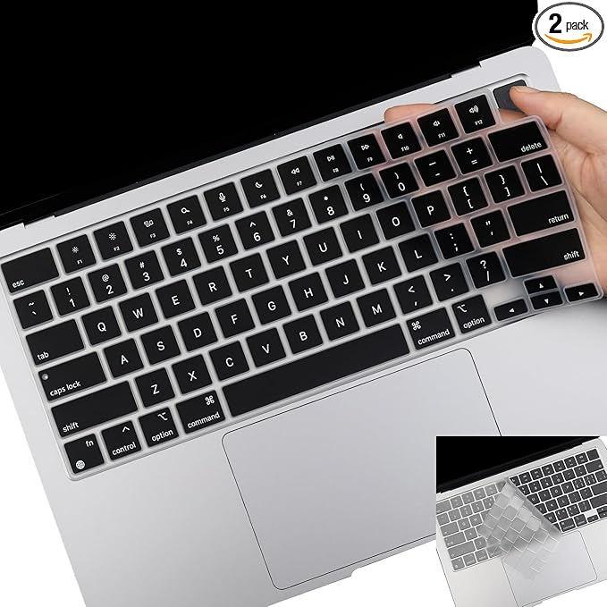 2 Pack Keyboard Cover for 2025-2023 MacBook Air 13" 15" M4 M3 M2, 2025-2021 MacBook Pro 14" 16" M4 M3 M2 M1 Pro/Max, Ultra Thin Keyboard Skin for 14.2" 16.2" MacBook Pro /13.6" 15.3" MacBook Air, US