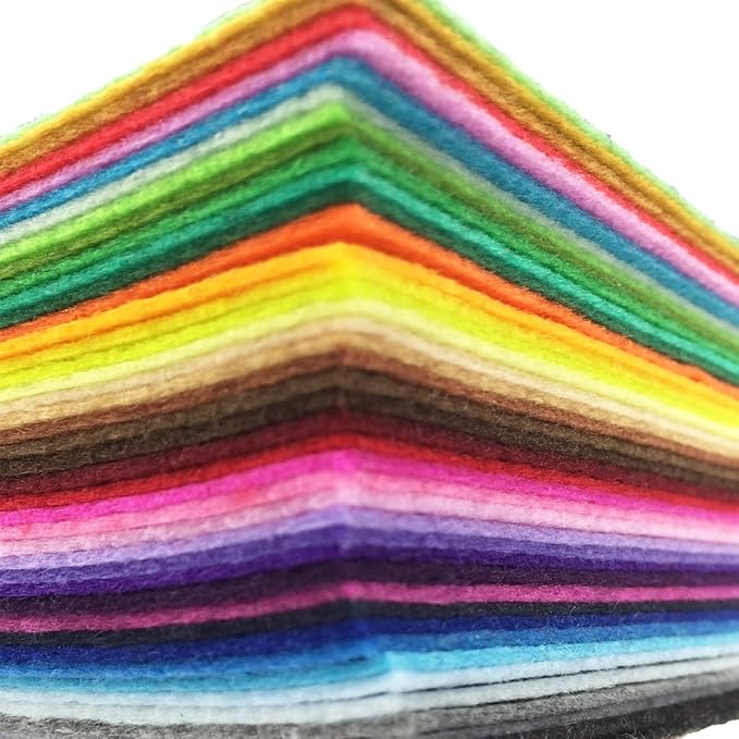 flic-flac 42pcs 12 x 12 inches (30cm*30cm) Felt Fabric Sheet Assorted Color Felt Pack DIY Craft Squares Nonwoven