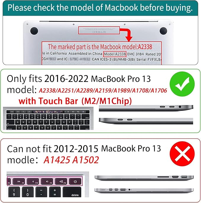 Teryeefi Compatible with M2 M1 MacBook Pro 13 inch Case A2338 A2251 A2289 A2159 A1989 A1706 A1708 (Release 2016-2020 2022),Protective Slim Cover+Keyboard Cover for MacBook Pro 13 Touch Bar, Art Floral