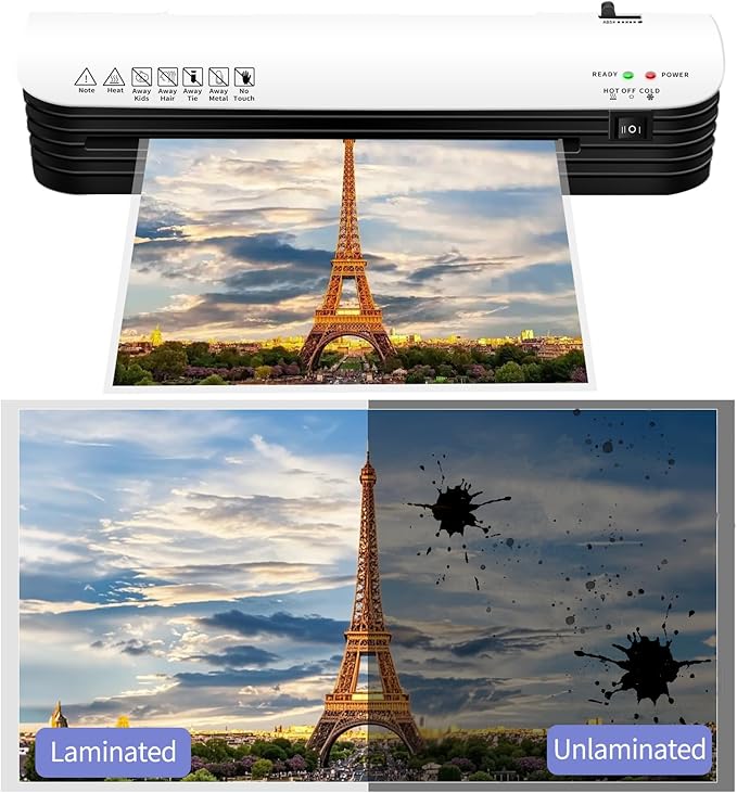 9 Inch Laminator Machine for Documents and Photos, 6 in1 A4 Thermal Laminator Machine with Never Jam Technology, 15 Laminating Sheets, Use for Home Office School