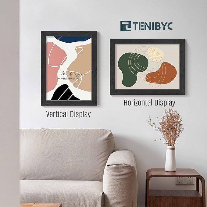 12x16 Picture Frames Set - 3 Pack - Black Solid Wood Poster Frame - Tempered Glass - Exclusive Woodgrain - Rooms, Offices, Gallery, Studio, and Hallway, Wall Display Decor