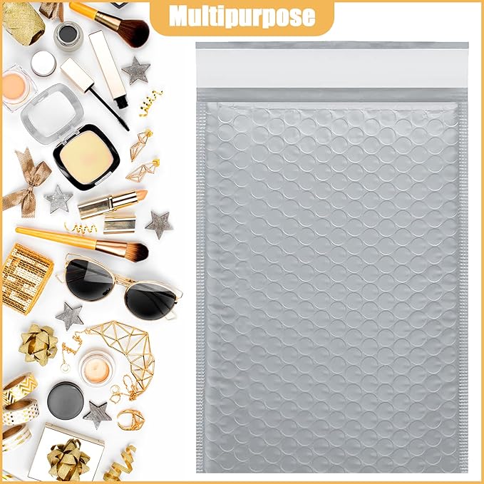 4in x 7in Bubble Mailer, Gray Poly Mailer, Padded Envelope, Shipping Envelope, Waterproof, Self-Sealing, For Small Business, Shipping, Mailing, Boutique Packaging(100PCS)
