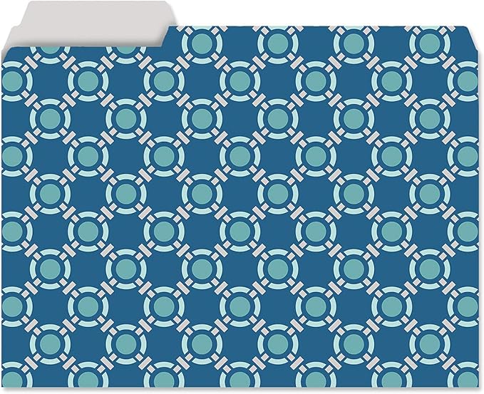 Current Coastal Blues File Folders Value Pack - Bulk Set of 24, 6 Pretty Decorative Designs, 1/3 Cut Tabs, Heavy-Duty Paper Stock, Office Supplies for Home & Work, 9-½” x 11-¾” Letter Size