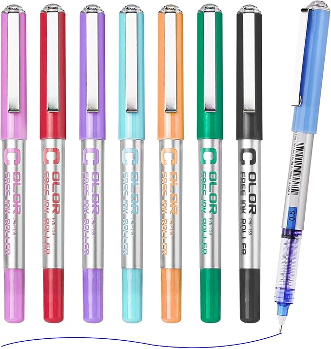 EYEYE 0.5mm Liquid Ink Rollerball Pens 8 Assorted Colors, Needle Tip Pen Extra Fine Point Quick Dry, Ink Pens Fine Point Smooth Writing Pen for Journaling, Note Taking, Office, Doodling & Gifts