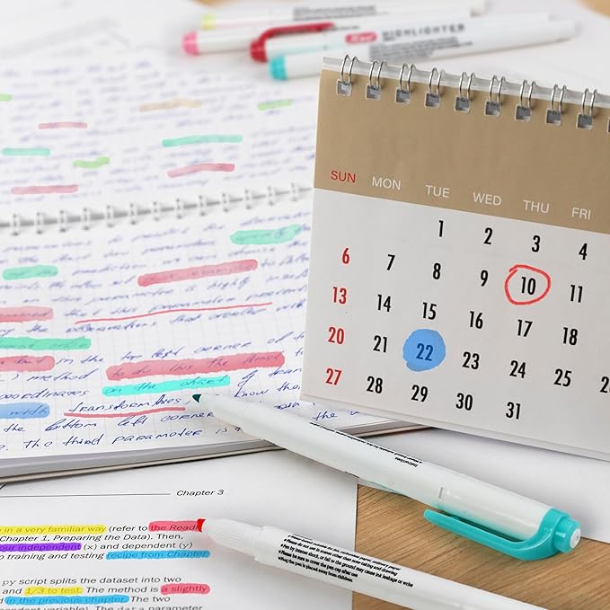 Smilo 15-Color Dual Tip Highlighters, No Bleed Quick Dry Bible Journaling Markers, Chisel and Fine Tip for School Supplies, Office & Study, Assorted Colors (15 Pack)