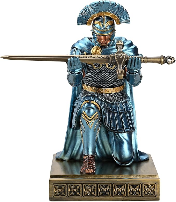 Centurion Cloak Warrior Knight Pen Holder Mobile Phone Stand Desk Organizers and Accessories as Gift for Office and Home (Blue)