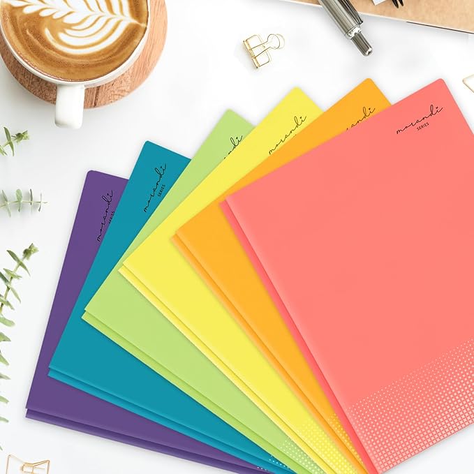 H4D Plastic 2 Pocket Folders with Prongs, Letter Size, Primary Colors, 6 Pack