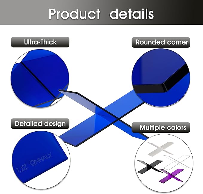 Large Clear Acrylic Book Stand - Perfect for Displaying Open Books on Your Coffee Table - Ideal for Bibles, Cook Books, Guest Books, Magazines, Each with a Lucite Paperweight (Blue)