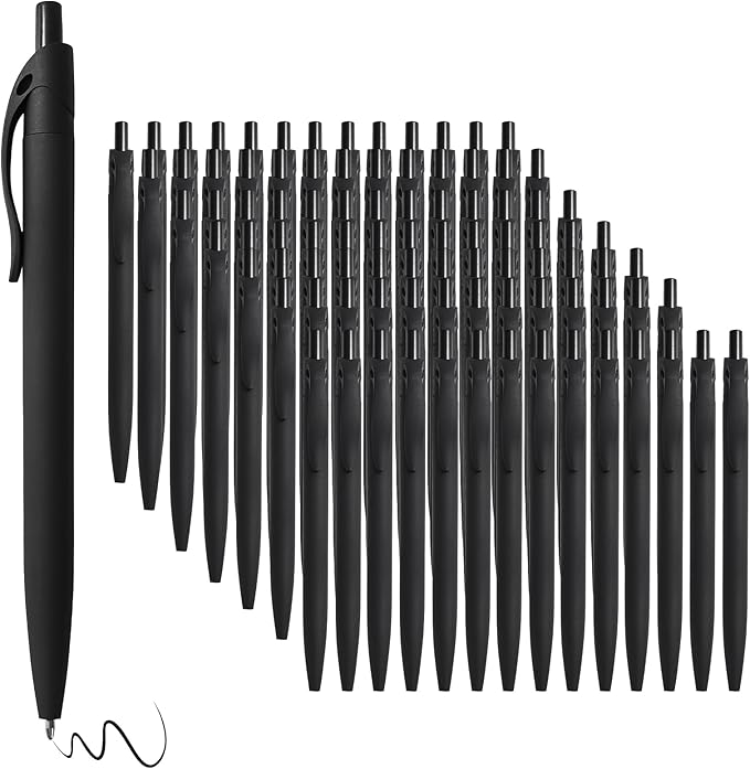 BallPoint Pens, 100 Pack (BLACK Ink),Bulk Pens, Black Barrel,Click Pens for Office Home and School, Retractable Ballpoint Pens, Medium Point, 1.00MM (Black)
