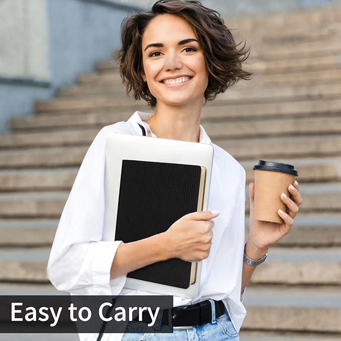 Lined Journal Notebook for Work College Ruled Note Book 5.79"x8.27" A5 PU Leather Daily Journaling 216 Pages for Women Men Writing Home School Supplies Business (Black)