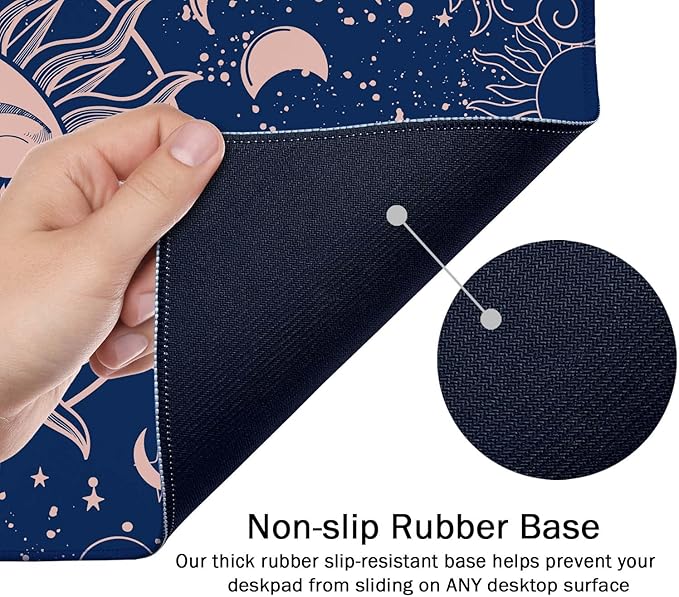 SSOIU Large Mouse Pad, Astrology Desk Mat for Desktop, Women Girls Waterproof Gaming Mousepad, Crescent Moon and Sun Computer PC Laptop Protector Writing Pads for School Office Home 35.5" x 15.7"