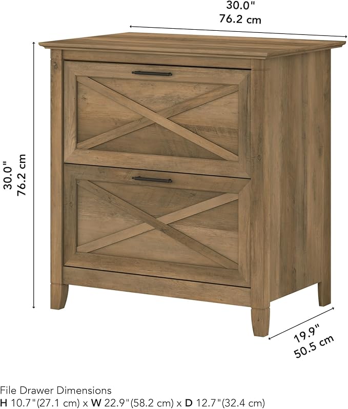 Bush Furniture Key West Lateral File Cabinet, Modern Farmhouse 2 Drawer File Cabinet for Home Office