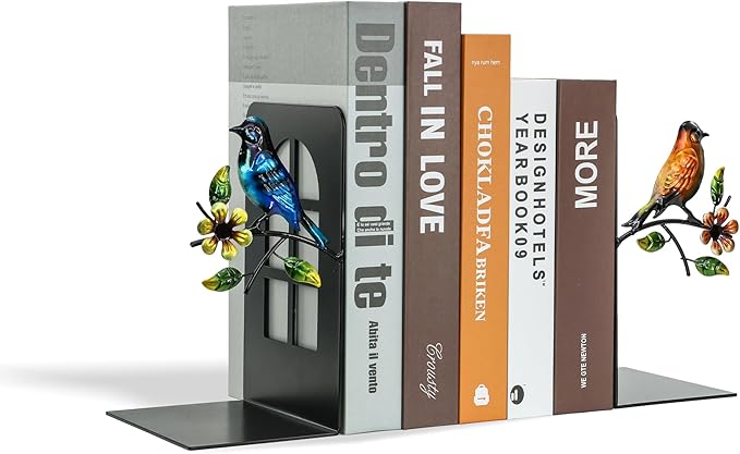 Metal Bookends, Decorative Book Ends for Shelves, Christmas Decor Nonskid Book Holder for Video Games/CD/DVD, Book Stopper, Black Christmas Decorations Gift