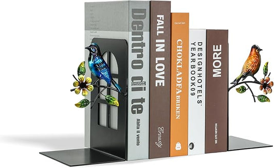 Metal Bookends, Decorative Book Ends for Shelves, Christmas Decor Nonskid Book Holder for Video Games/CD/DVD, Book Stopper, Black Christmas Decorations Gift